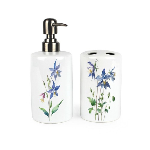 Set bagno fiori blu - ,