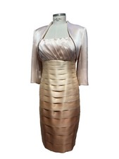 Abito vestito donna elegante cerimonia raso oro  42 S mamma sposa sposo