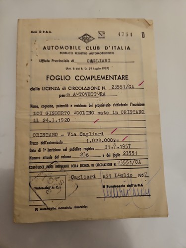 Vintage foglio - a.c.i.,