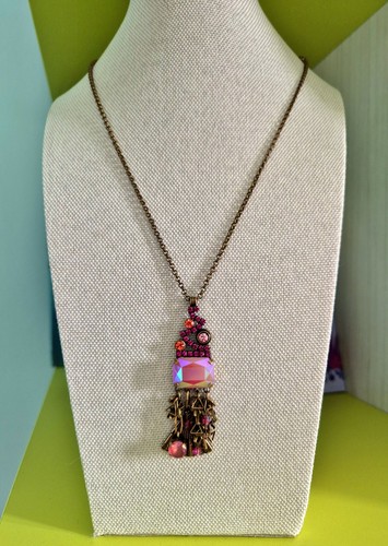 Collana artigianale fucsia - collana,