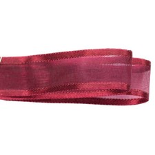 Nastro in ORGANZA Bordata in SATIN colore BORDEAUX 12 mm x 50 metri 17OA