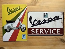 2 INSEGNA RETRÒ IN METALLO A4 30cm X 20cm CICLOMOTORI VESPA. CONSEGNA GRATUITA (set20)