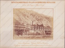 Ferrovia PESCARA POPOLI Ponte ferroviario n. 6 Locomotiva Fotografia albumina