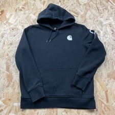 Felpa con cappuccio Carhartt nera vintage maglione vestibilità rilassata baggy media 8/10