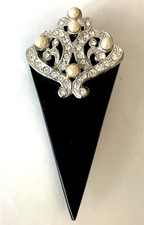 Grande Broche Noir strass