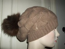CAPPELLO MUETZE POMPON BEANIE LANA HAT PELLICCIA FUR VOLPE FOX TUBOLARE COSTE