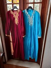 Coppia Vestiti abiti caftano turchese prugna  etnico cotone egiziano