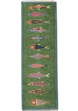 Tappeto runner pesce lana