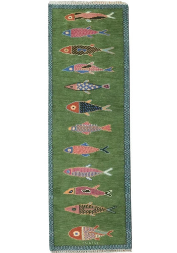 Tappeto runner pesce lana