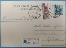 BISCEGLIE 1954 - INTERO POSTALE LIRE 20 - BELLA RACCOMANDATA - CARTOLINA POSTALE