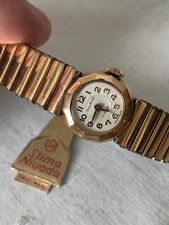 Nivada Stima cassa bracciale placcata oro 18mm manuale Swiss Made anni 60 NOS