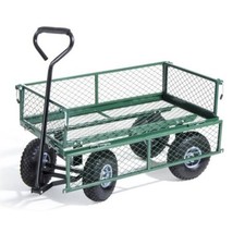 Carrello UTILITY metallo sponde ribaltabili giardino 4 ruote pneumatiche OFFERTA
