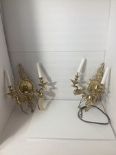 Lampada a cigno stile impero 2 luci in ottone viene fornita con 2 