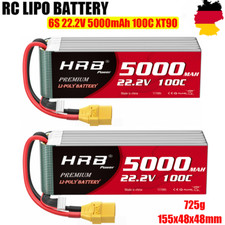 2PCS HRB 6S 22.2V 5000mAh batteria lipo 100C XT90 per RC elicottero aereo quad