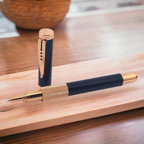 Penna roller blu - roller, blu/oro