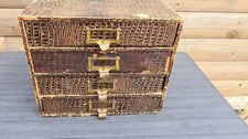 VINTAGE  ANTIQUE FAUX CROCODILE DESK TOP OFFICE DRAWERS FILING