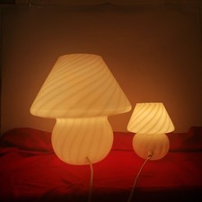 Due lampade spirale fungo murano venini vetro abat-jour modernariato coppia