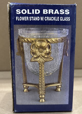Vtg Crackled Glass Brass