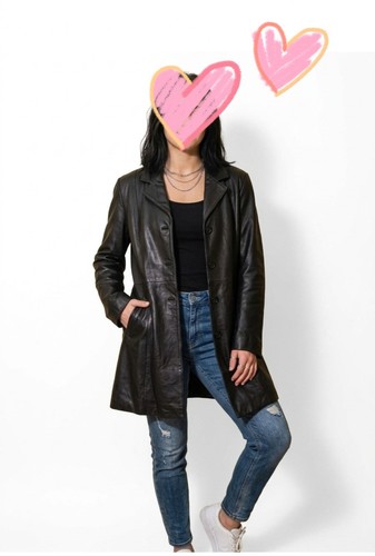 Giacca vera pelle nera - nera, vintage
