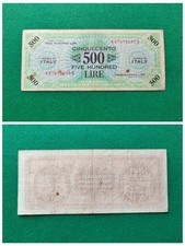 500 LIRE AM BILINGUE 1943 OCCUPAZIONE MILITARE AMERICANA IN ITALIARarità: R2...