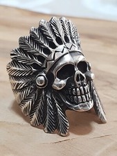 ANELLO ARGENTO 925 UOMO moto harley  teschio indiano Man Ring Sterling  $