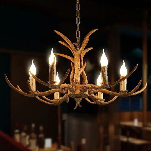 Lampadario corna marrone