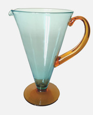 Caraffa in vetro soffiato blu attribuita a Murano Cenedese, anni '60