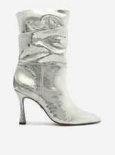 Stivali donna Arezzo Nicole a punta metà polpaccio, stampa serpente argento, taglia US 8M