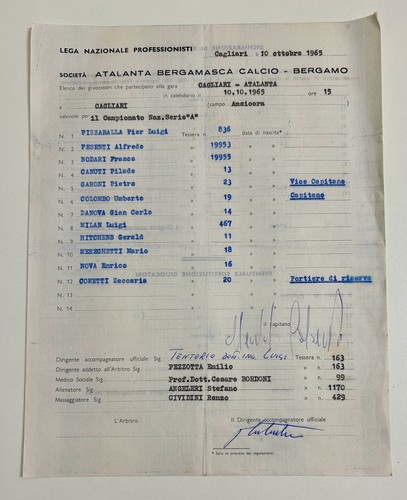 Cagliari vs atalanta - 10/10/65,