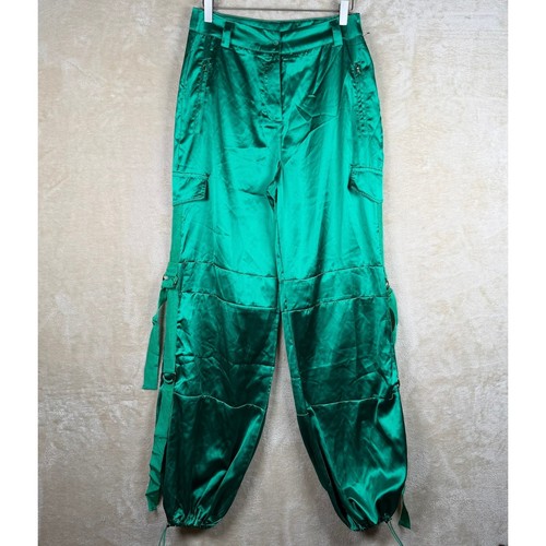 Pantaloni cargo raso verde - pantaloni,