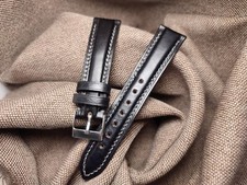 Cinturino 20 mm artigianale   Pelle Cuoio Nero Imbottito 18mm Italy (201801)