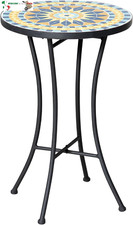 Tavolino da Giardino in Metallo con Piano d'Appoggio a Mosaico in Ceramica, Ф35.