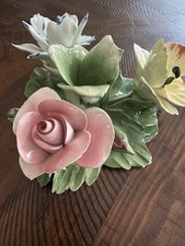 Supporto Capodimonte Vintage Nuova Capodimonte Italia 3 Fiori Porcellana