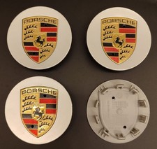 4x Coprimozzo originale NUOVI per Porsche Cayenne Panamera 911 76mm Silver