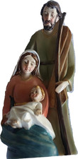 Statua Natività Sacra Famiglia in Resina, 10 Cm, Maria, Giuseppe E Gesù Bambino,