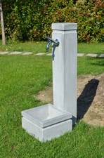 Fontana giardino esterno moderna pietra cemento, + rubinetto e piletta, h 75 cm 