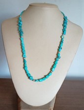 Collana turchese naturale vintage 52cm e argento 925