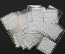 20 BUSTINE PORTA MONETE PLASTICA LUSSO DOPPIA TASCA CON SEGNA PREZZO Mis.45x45mm