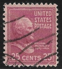 U.S.A. 1938 William McKinley 25c deep red lilac  #829