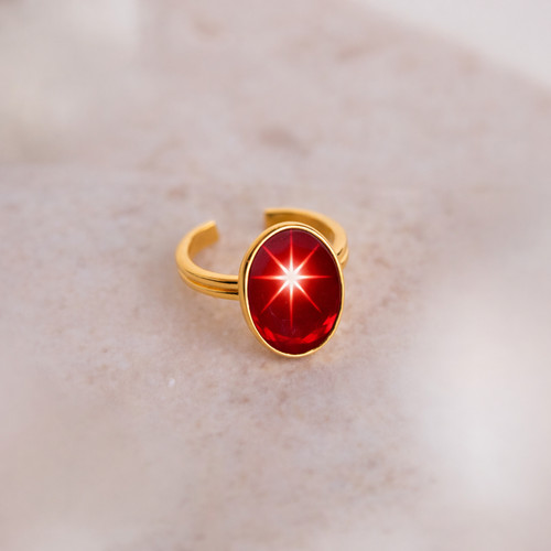 Zaffiro stella rossa anello - zaffiro,