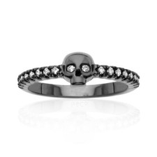 Anello di fidanzamento teschio 0,50 ct bianco tondo moissanite argento massic...