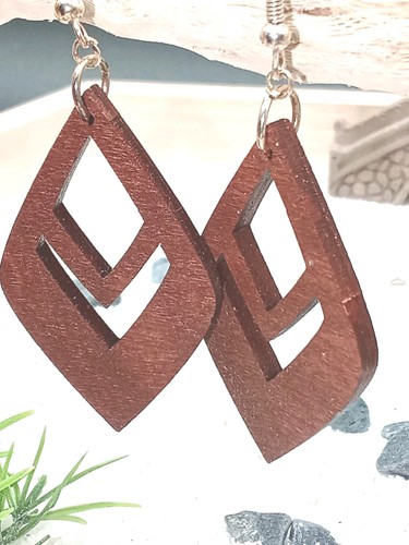 Boucle oreille bois - d'oreille, en