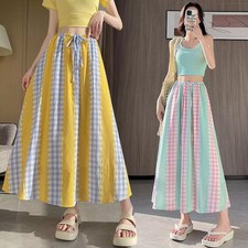 Gonna Lunga Estiva A Righe Multicolor Vita Alta Con Laccio Casual CF43437