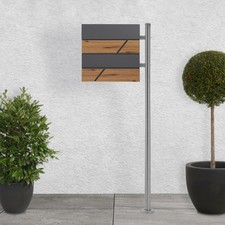 Cassetta postale antracite effetto legno supporto acciaio inossidabile