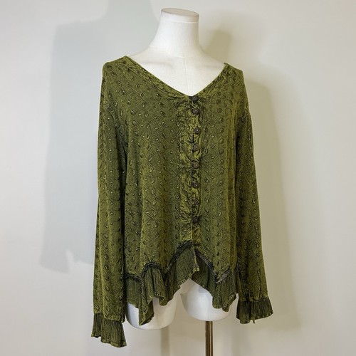 Top fairycore ricamato verde - top,