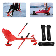 Slitta da neve con corda di trazione e 2 * pali da pattinaggio, neve e pattino da ghiaccio sedile regolabile tavolo