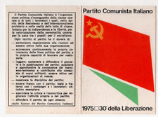 TESSERA POLITICA PCI  PARTITO COMUNISTA ITALIANO 1975
