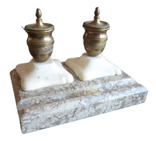 Calamaio IN Marmo E Bronzo/Ottone Dorata, Stile Empire XIX Secolo