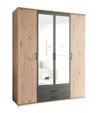 Armadio a 4 ante battenti CREMONA con 2 cassetti e specchio, in laminato.