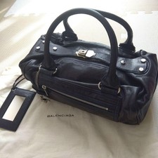 Borsa Balenciaga Whistle Boston pelle blu navy dal Giappone donna autentica